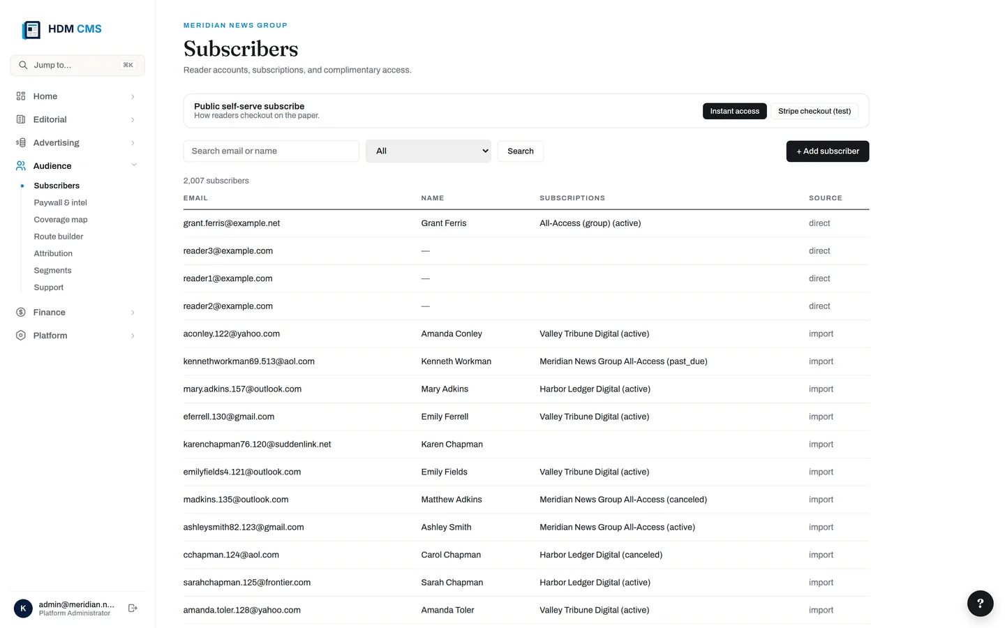 The customer record — subscriptions, billing, routes and history in one place
