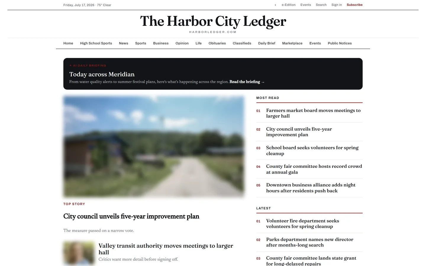 The reader experience — a paper front on the platform